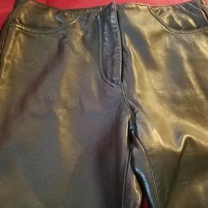 DKNY Leather Black Pants